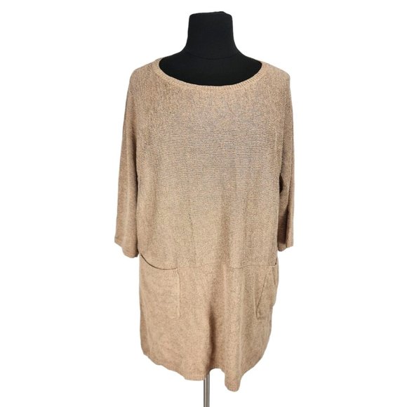 Soft Surrounding Womens Knee Length Shirt Sweater Dress One Size Beige  67A - Picture 1 of 6